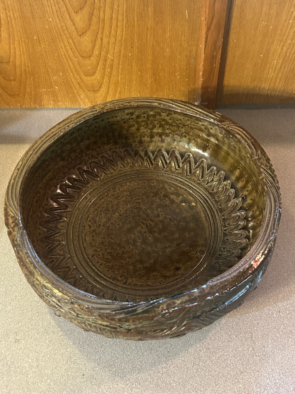 Handcrafted Olive Green Ceramic Bowl